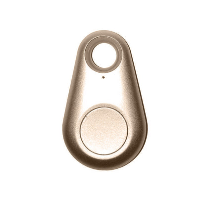 Gold, smooth teardrop-shaped waterproof Bluetooth tracker for finding keys and bags.