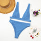 Deep V Plunge Bikini With High Waist Bottom For Women Quick Dry Nylon Lightweight Coastal Beachwear Built-In Chest Pads