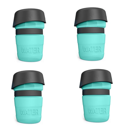 Dog Water Bottle HDPE Foldable with Integrated Silicone Travel Bowl and Leak Proof Top Buckle
