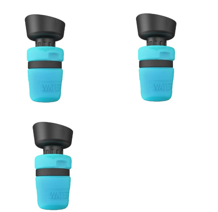 Dog Water Bottle HDPE Foldable with Integrated Silicone Travel Bowl and Leak Proof Top Buckle