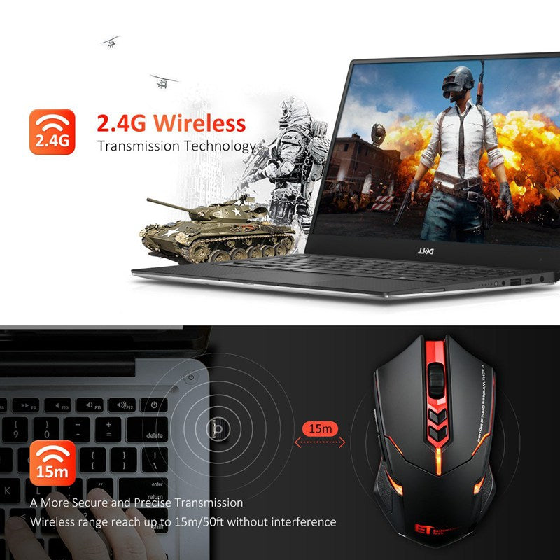 Silent Wireless Mouse for Quiet Office Work with Energy Saving LED