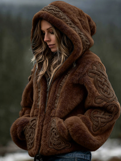Soft Cardigan Hooded Zip Up With 3D Pattern For City Wear