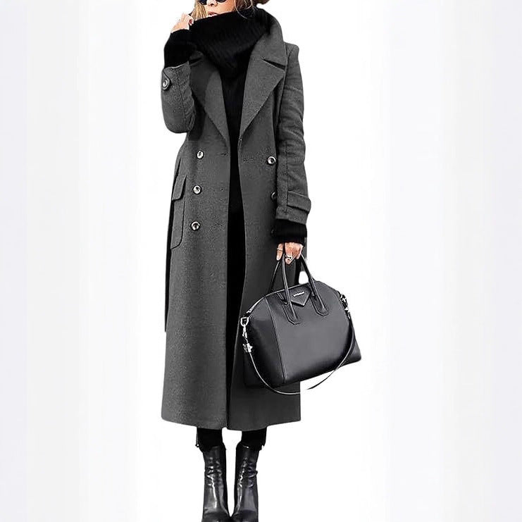 Women's Elegant Long Coat Extended Length for Winter Warmth with Thermal Lining