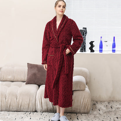 Coral Fleece Bathrobe Long Pajamas