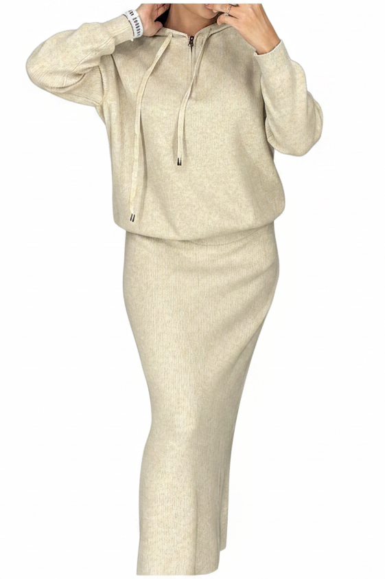 Women’s Hooded Sweatshirt And Skirt Set Delivers Comfort
