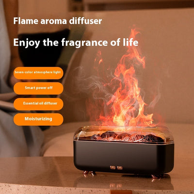 Household Multi-functional Desktop Seven-color Ambience Light Flame Aroma Diffuser