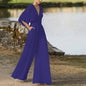 Wireless Jumpsuit with Deep V-Neck and High Waist for Women