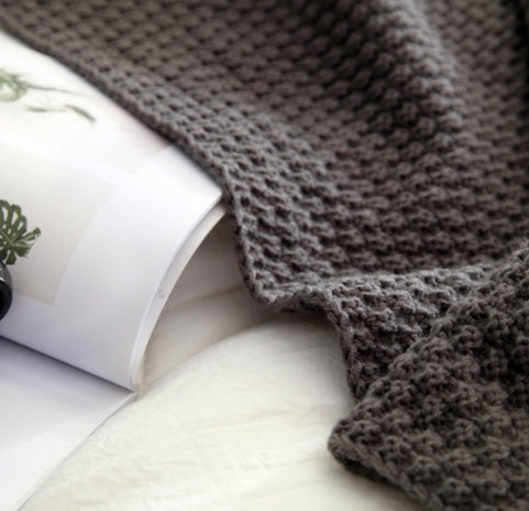 Nordic Fringed Knit Throw with Textured Acrylic Soft Draping for Sofa