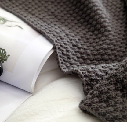 Nordic Fringed Knit Throw with Textured Acrylic Soft Draping for Sofa