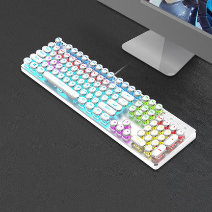 Retro Keyboard and Mouse Set with Metal Frame LED Backlit Wired USB 3