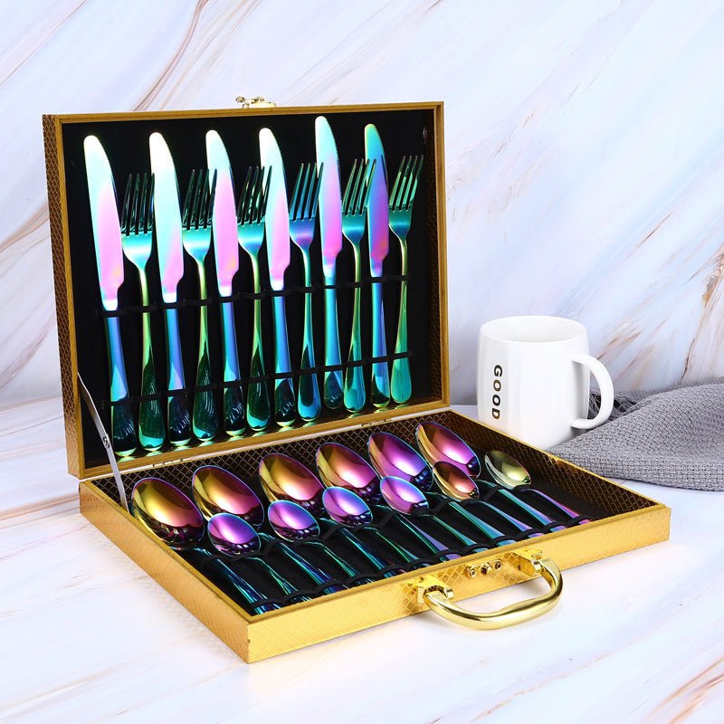 24 - piece set of colorful western steak knife - merch gone viral.