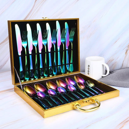 24 - piece set of colorful western steak knife - merch gone viral.