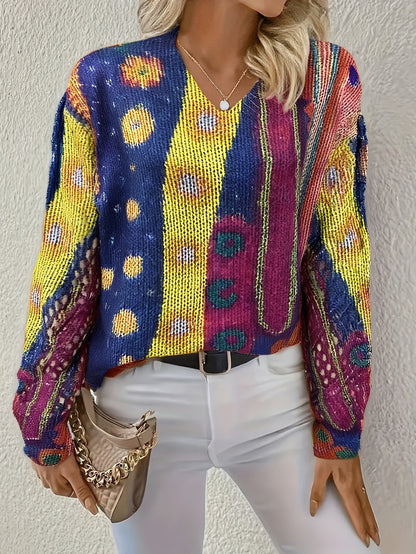 Textured Knit Long Sleeve Pullover For Spring And Autumn Regular Fit