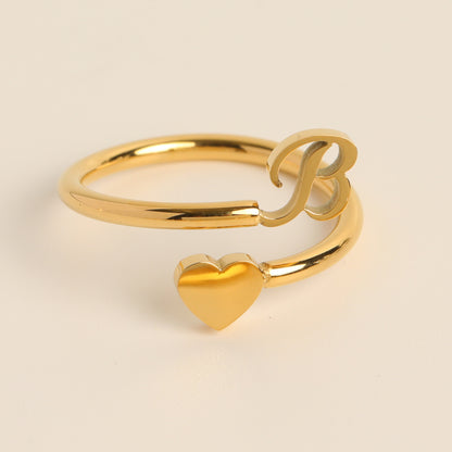 Durable Stainless Steel Ring with 18K Gold Plating and Initials