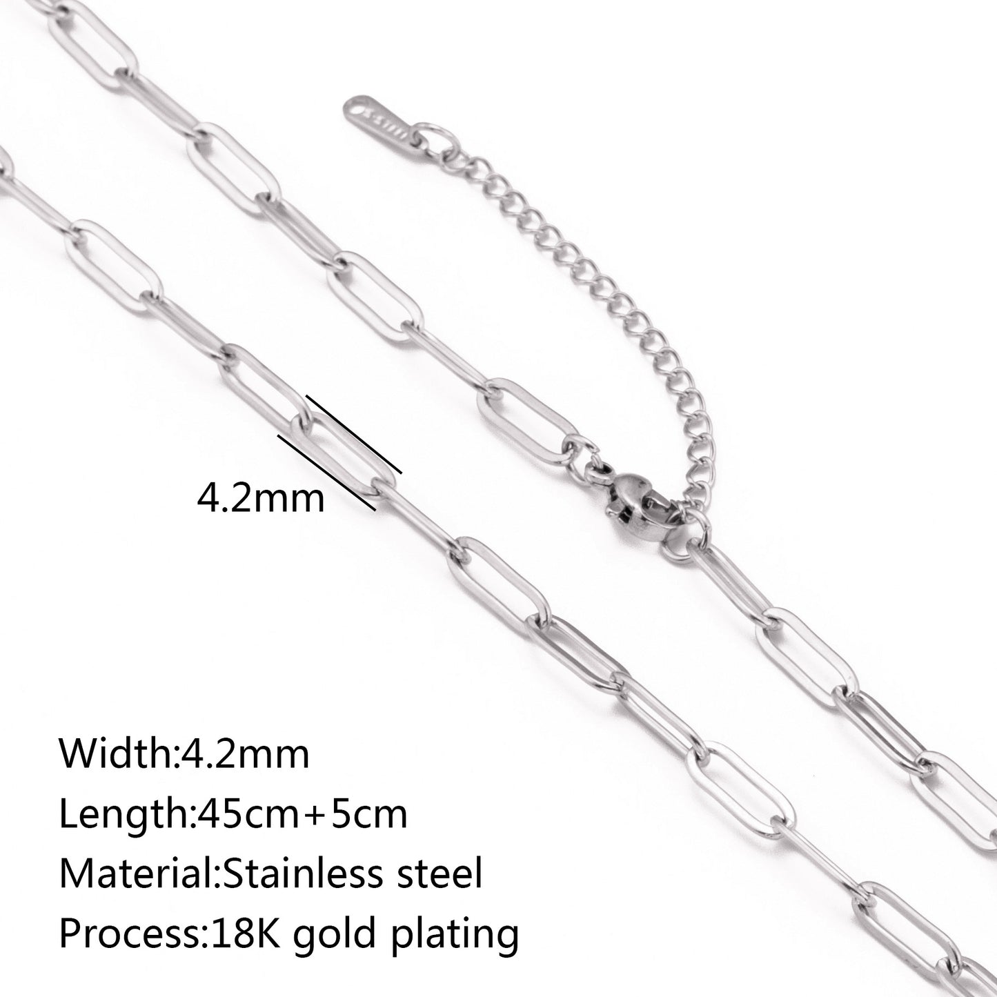 Durable Lip Chain Necklace with 18K Gold Color Vacuum Plating