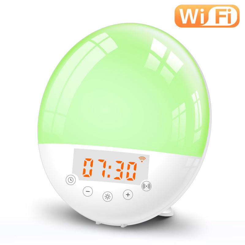 Bedside sunrise lamp with display
