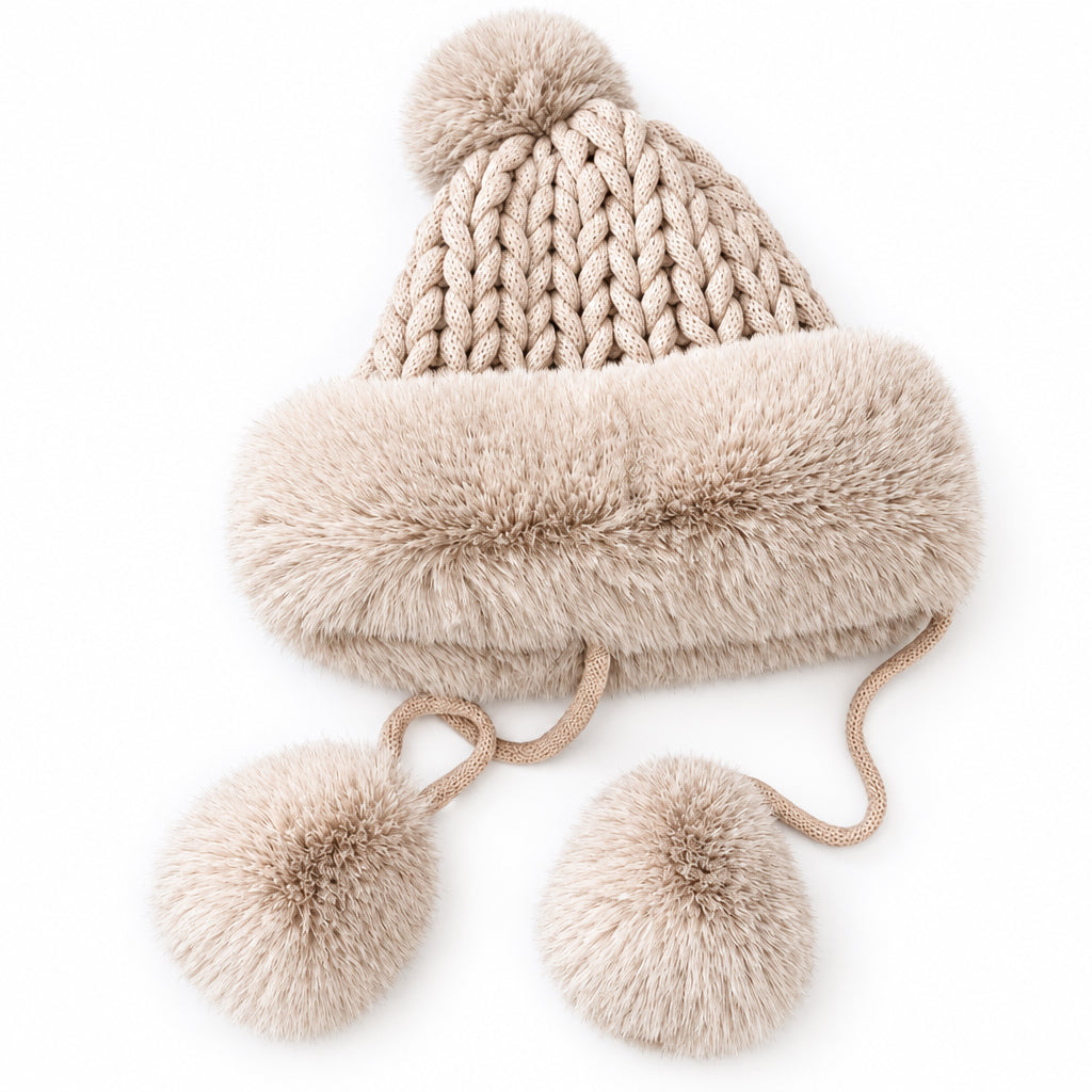 Women's warm knitted wool beanie