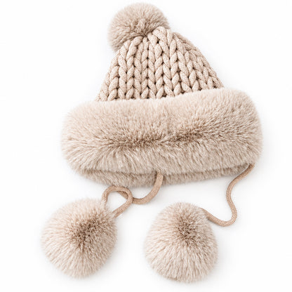 Women's warm knitted wool beanie