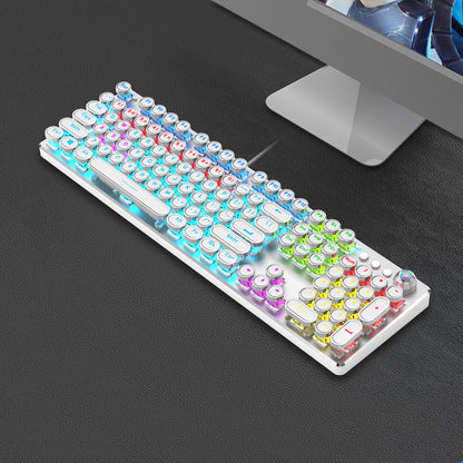 Retro Keyboard and Mouse Set with Metal Frame LED Backlit Wired USB 3