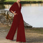 Wireless Jumpsuit with Deep V-Neck and High Waist for Women