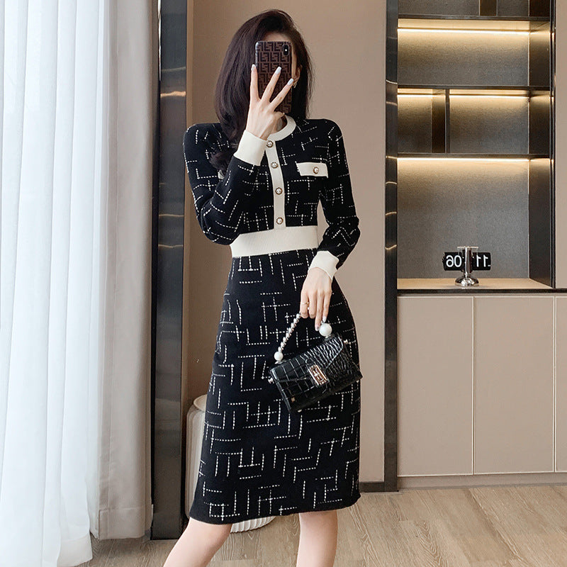 Womens Knit Dress with Jacquard Pattern for All Day Wear
