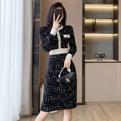 Womens Knit Dress with Jacquard Pattern for All Day Wear