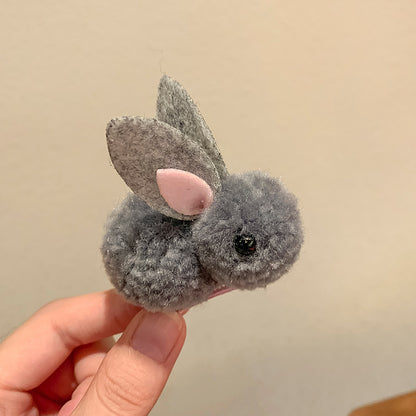 Soft Hair Barrettes for Kids with Bunny Wool Silhouette