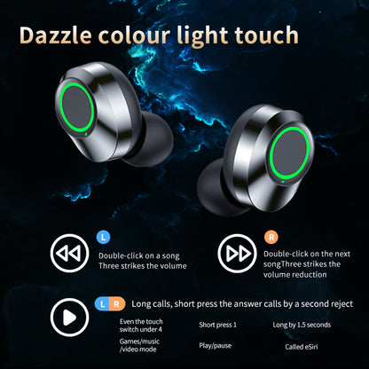 Touch control guide for wireless earbuds with light-up rings