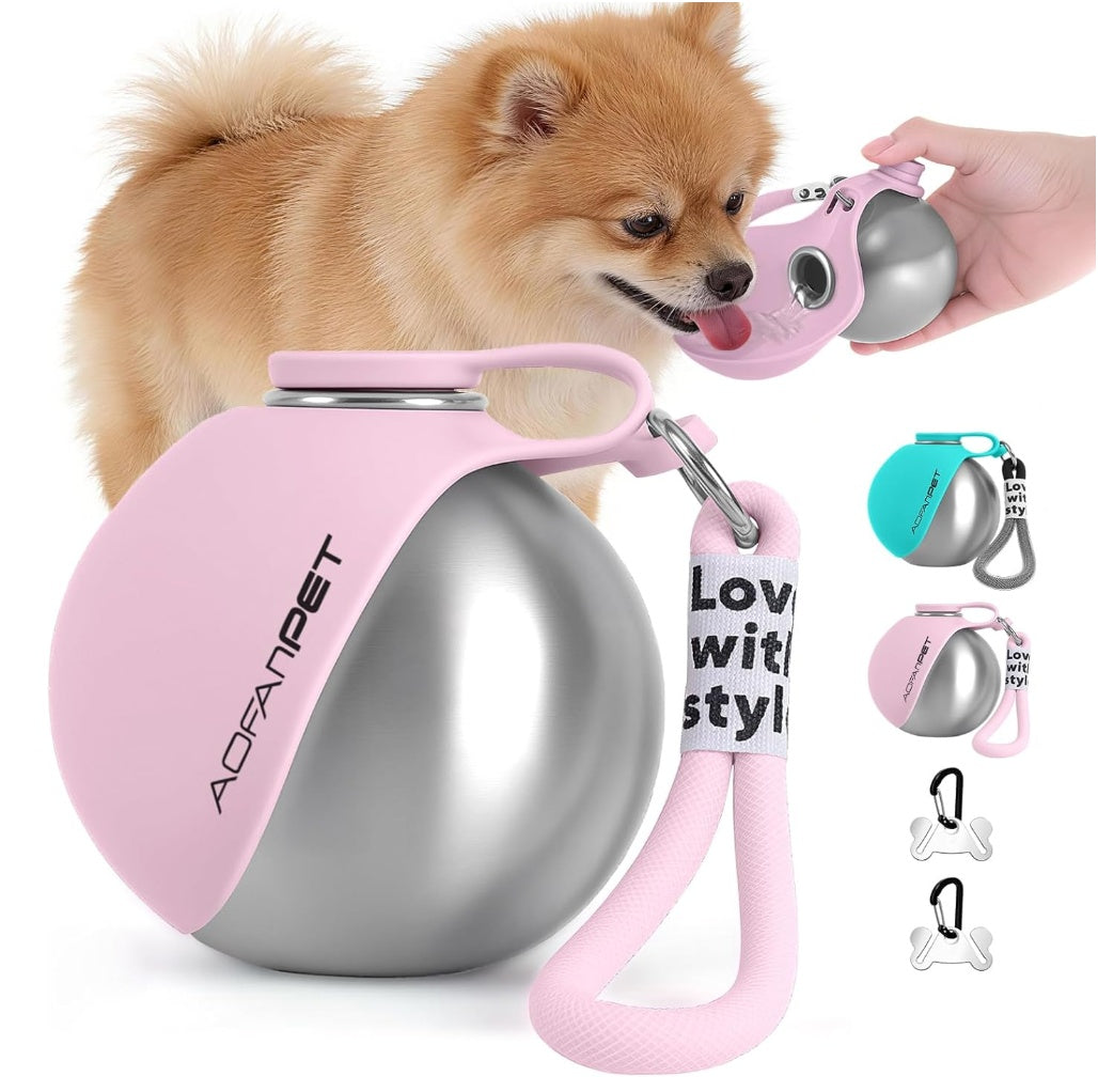 Rugged Dog Water Bottle with Built-In Bowl Leak-Proof for Active Pets