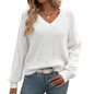 Hollow-Out Sweater with V-Neck and Wool Blend