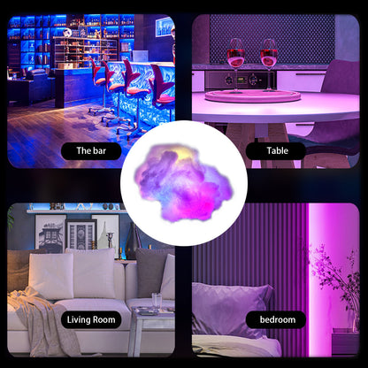 Cloud-shaped LED home decor with remote control for colorful ambient bedroom or living room lighting.
