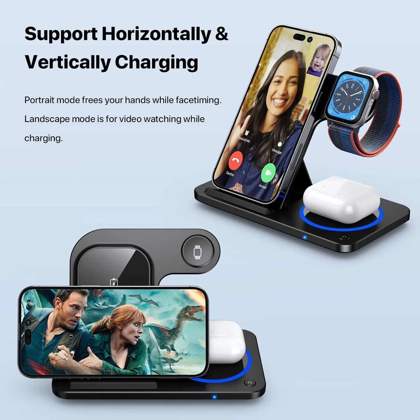 3 - in - 1 Magnetic Wireless Charger with Night Light Earphone Hot 3 in 1 Wireless Chargers for iPhone Smart Phones - merch gone viral.