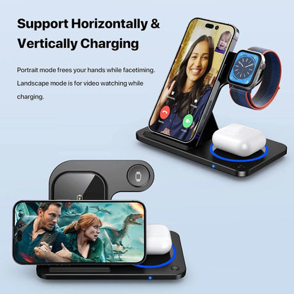 3 - in - 1 Magnetic Wireless Charger with Night Light Earphone Hot 3 in 1 Wireless Chargers for iPhone Smart Phones - merch gone viral.