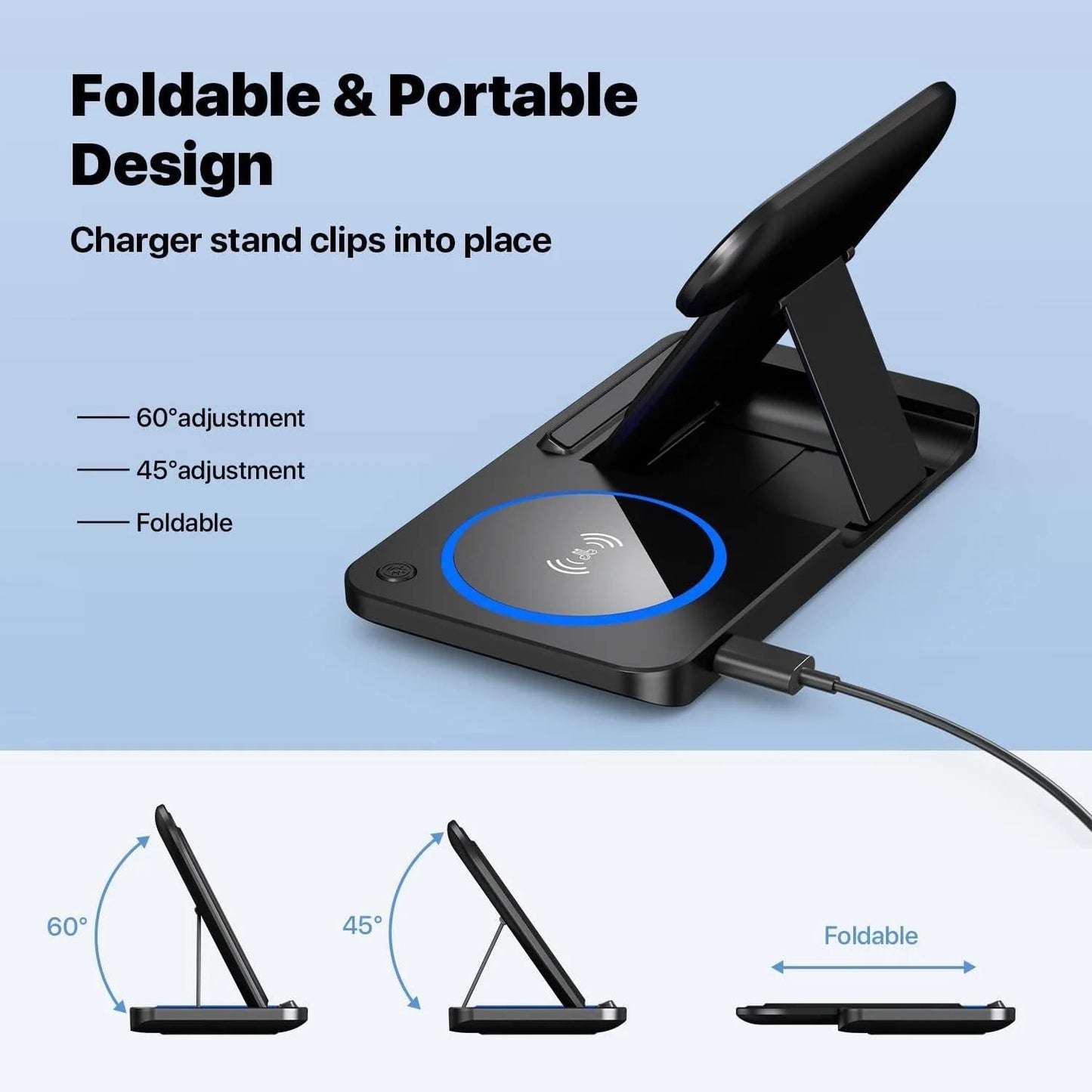 3 - in - 1 Magnetic Wireless Charger with Night Light Earphone Hot 3 in 1 Wireless Chargers for iPhone Smart Phones - merch gone viral.