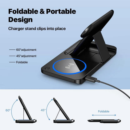 3 - in - 1 Magnetic Wireless Charger with Night Light Earphone Hot 3 in 1 Wireless Chargers for iPhone Smart Phones - merch gone viral.