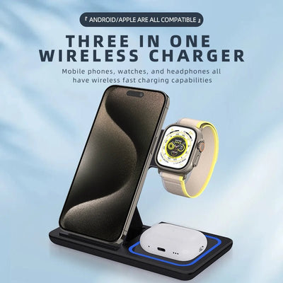 3 In 1 Magnetic Wireless Night Light Dock Charging Station for Smartphone Watch AirPods - Limited Edition
