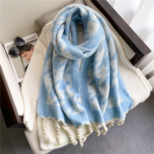 Soft Scarf With Cashmere Feel Warm Solid Color Drapes Smoothly Daily