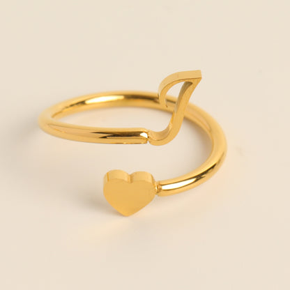 Durable Stainless Steel Ring with 18K Gold Plating and Initials