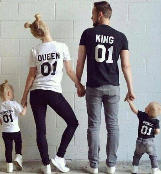 Customizable Tee With King And Queen Crown Design For Couples Gift