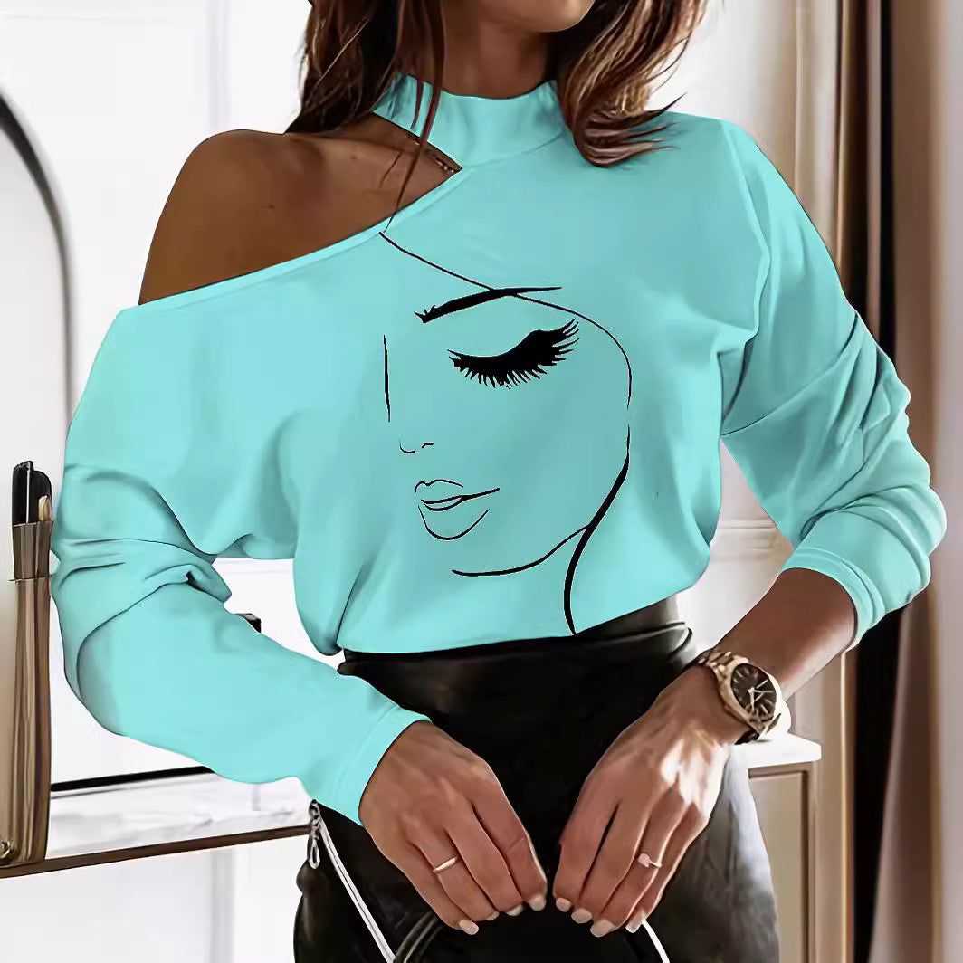 Stylish Off Shoulder Top with Print and Relaxed Fit