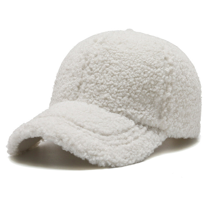 Warm Baseball Cap With Dense Lambswool Knit For Winter Wardrobe And Wind Blocking
