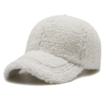 Warm Baseball Cap With Dense Lambswool Knit For Winter Wardrobe And Wind Blocking