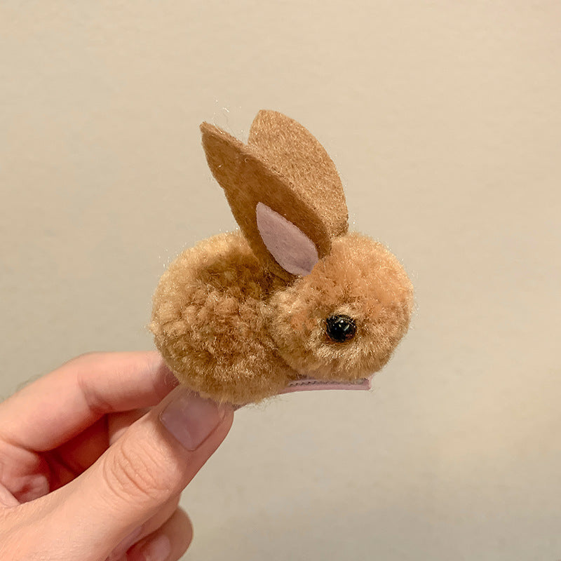 Soft Hair Barrettes for Kids with Bunny Wool Silhouette