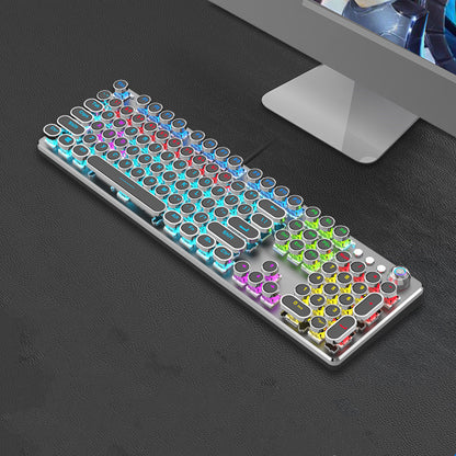 Retro Keyboard and Mouse Set with Metal Frame LED Backlit Wired USB 3