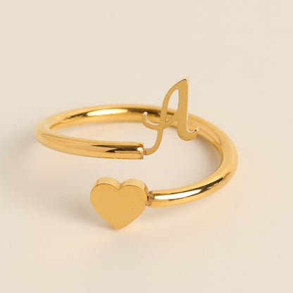 Durable Stainless Steel Ring with 18K Gold Plating and Initials