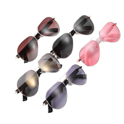 Aviator-style polarized smart wearables with colorful lenses for travel and outdoor use.