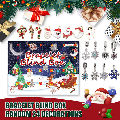 Christmas advent calendar with 24 numbered doors and various holiday charms including Santa and snowflakes.