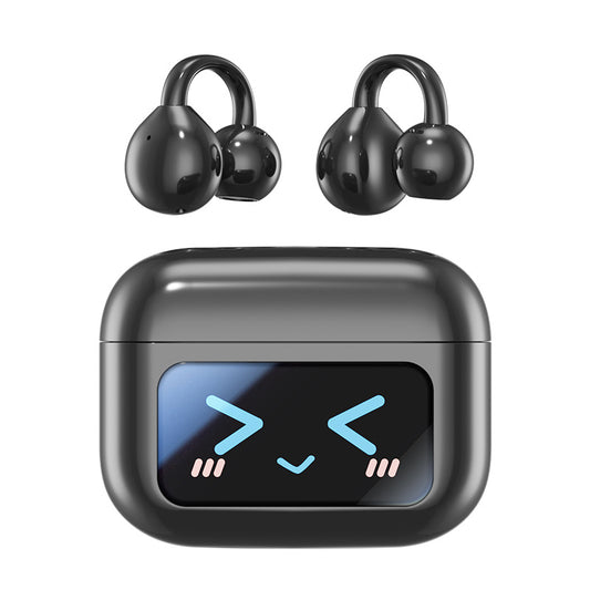 Wireless bluetooth translator earbuds with cute face display charging case