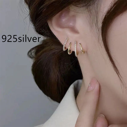 Radiant Earrings Diamond Four Claw Row Setting for Women Everyday Wear