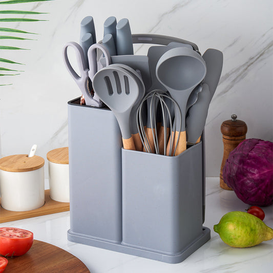 Ergonomic Stainless Steel Cookware Set with Wood and Silicone Handles